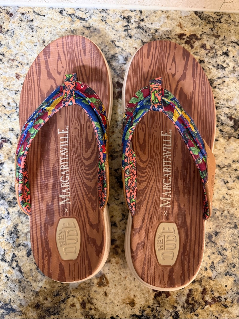 HeyDude Margaritaville Multicolor Floral Print Men’s Flip Flop Sandals